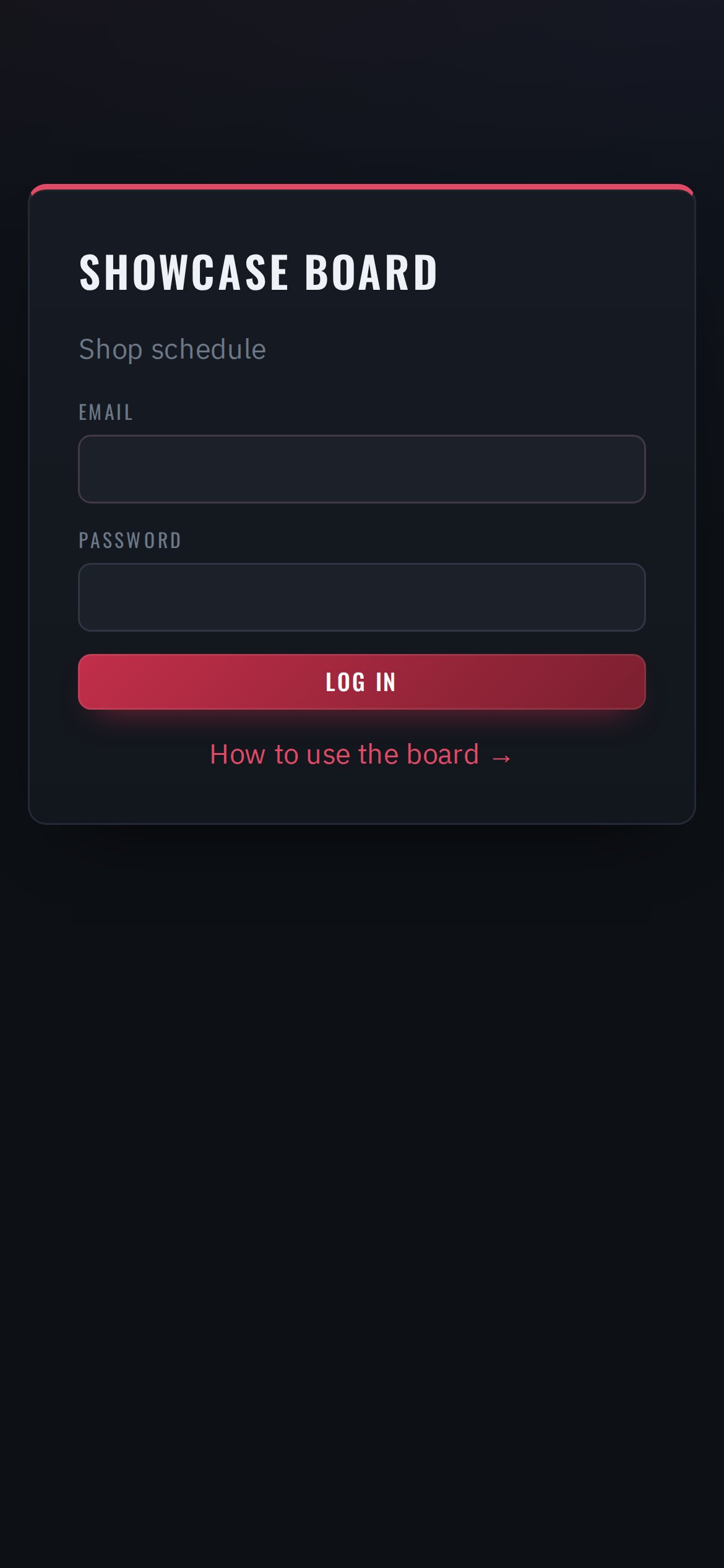 Login page